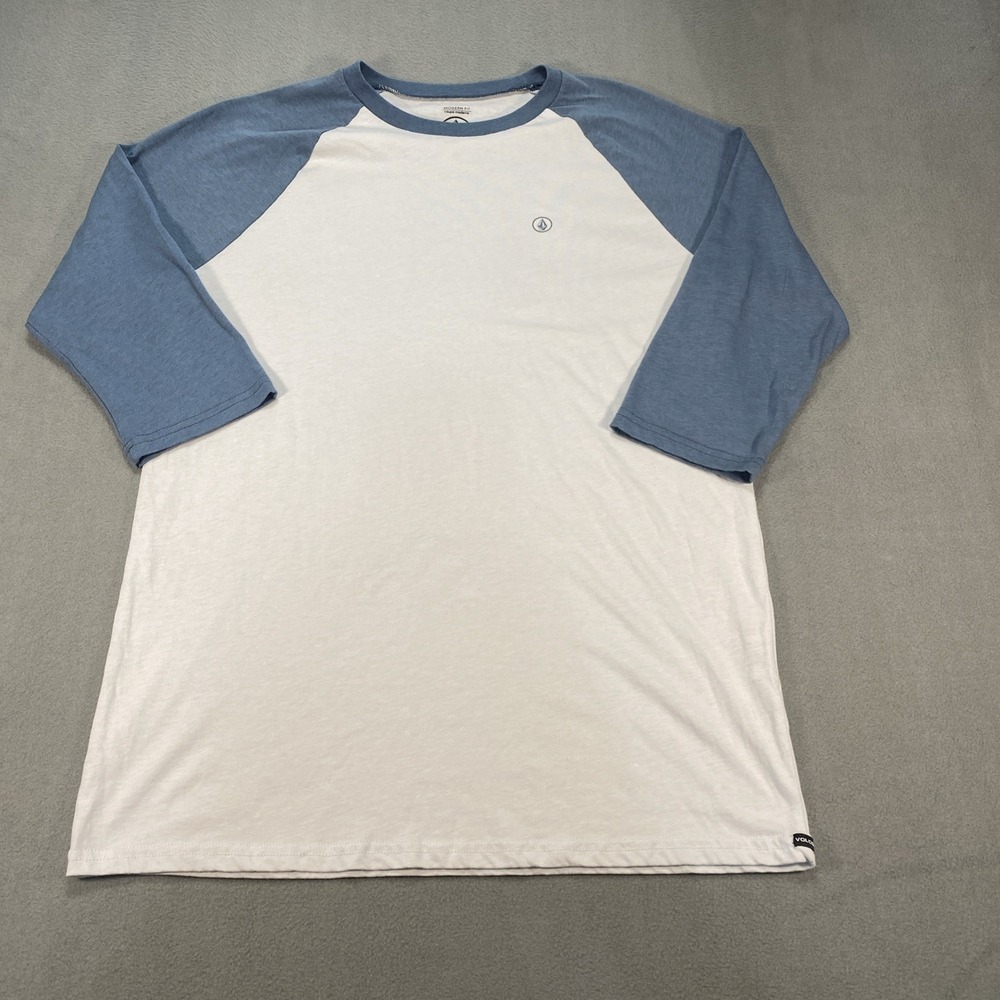 Volcom Men's Medium 3/4 Sleeve Tee Two Tone Blue Skater Athletic